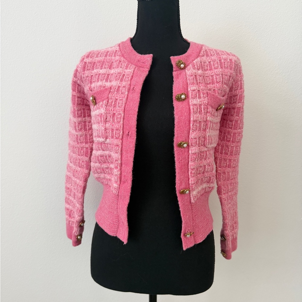 Pink Button-Up Women's Sweater